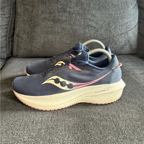 Saucony Triumph 21 Womens Size 9 Blue White Walking Running Shoes Sneakers - Picture 3 of 7